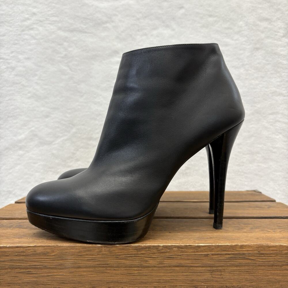 Stuart Weitzman Ankle Boots Napa Leather Black Platform Stiletto Booties 9.5M - Picture 4 of 14